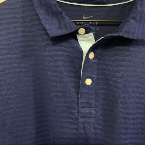 Nike Golf Dri Fit Shirt Men's XL Dark Royal  Blue Tonal Stripe Performance. - Picture 3 of 11